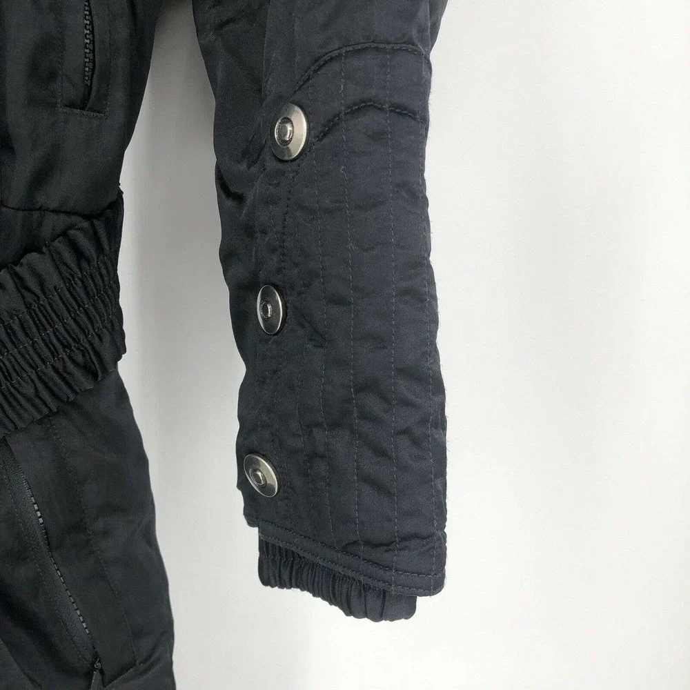 Vintage 80s Prima Womens Size M One Piece Snow Ski Suit Black Purple Hooded - Picture 4 of 12